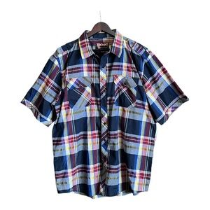 Blac Lacquer Men’s Multicolored Plaid Casual Button Down Shirt Size 5XL
